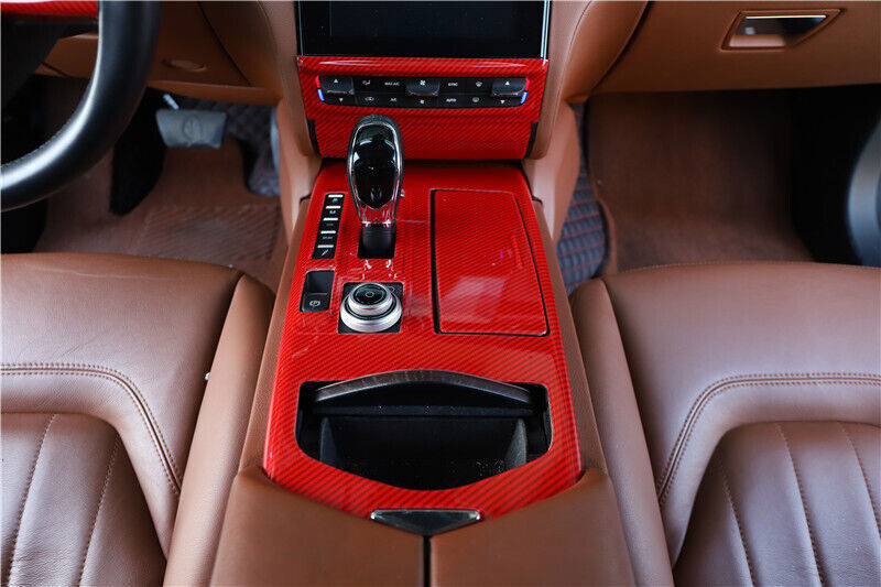 Red Carbon ABS Center Gear Shift Panel Trim Cover for Maserati Ghibli 2014-16 n