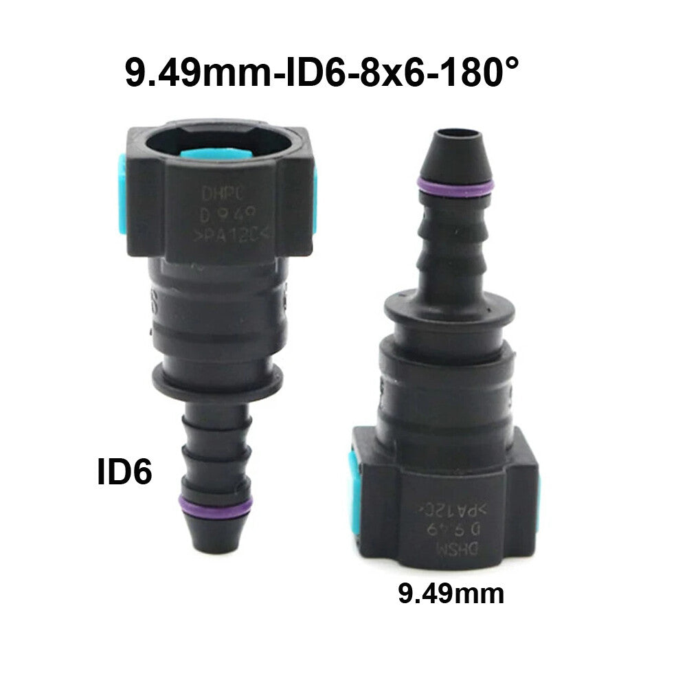 Car 2pcs Fuel Line Hose Pipe Quick Release Female Connector 9.49mm ID6 8x6 180¡ã Q