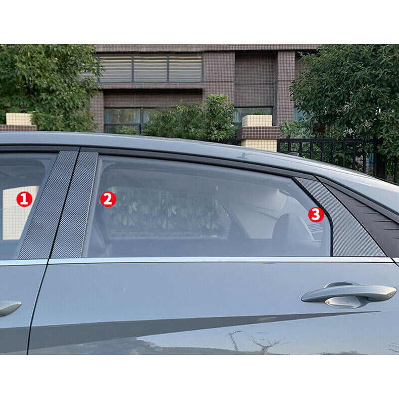 Carbon Fiber Door Window Pillar Posts Cover Trims for Hyundai for Elantra 2021-2023