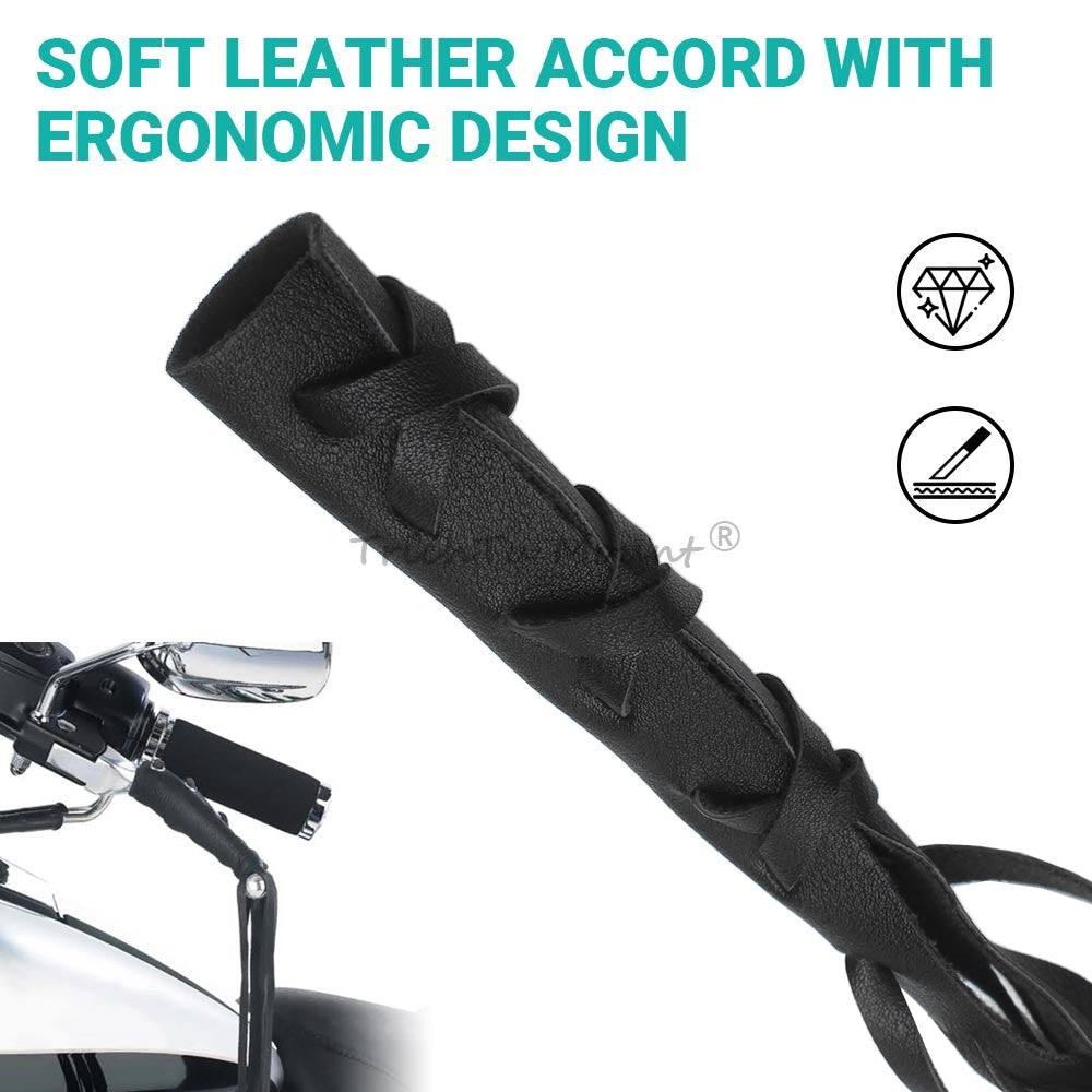 Motorcycle Lace-up PU Leather Brake Clutch Lever Fringe Long Tassels grip Custom Q