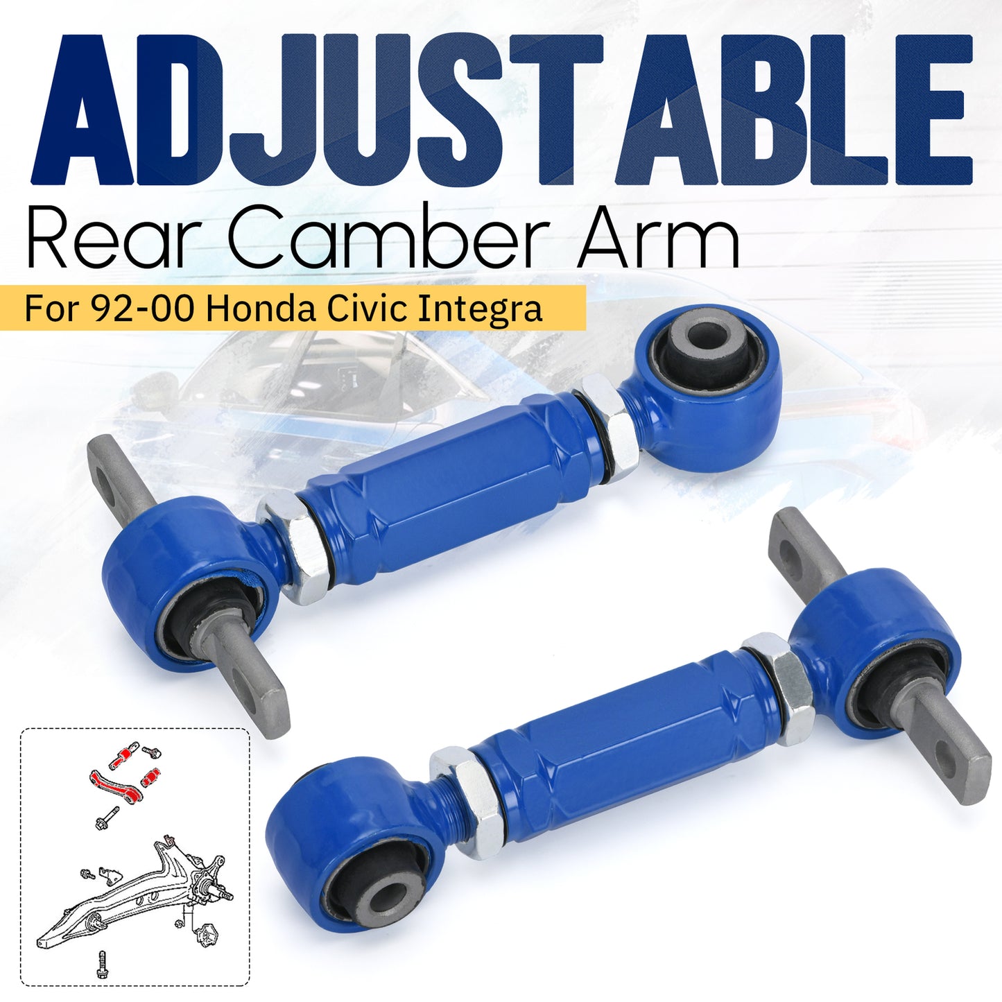 Rear Adjustable Camber Control Arm Kit for Honda for Civic 1988-2000/CR-V 97-01