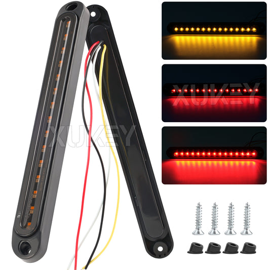 10-30V 30LED Truck Trailer Strip Brake Stop Red Amber Marker Turn Tail Light Bar