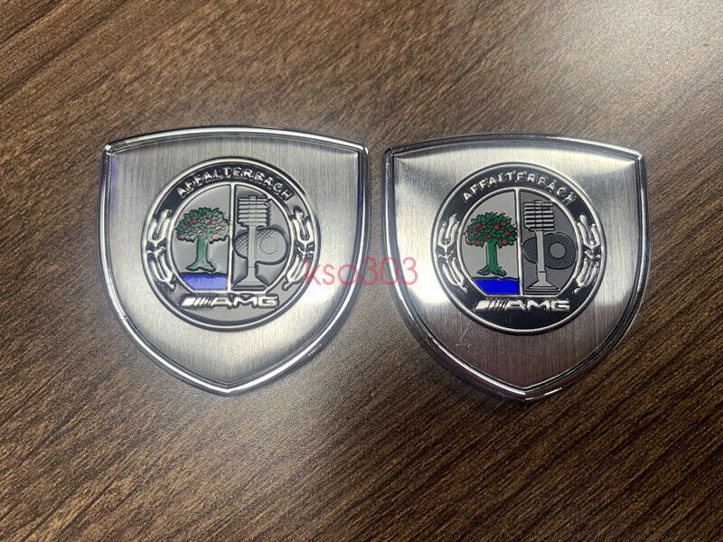 2 silver AFFALTERBACH Club 3D logos for Mercedes-Benz car body badges/badges.