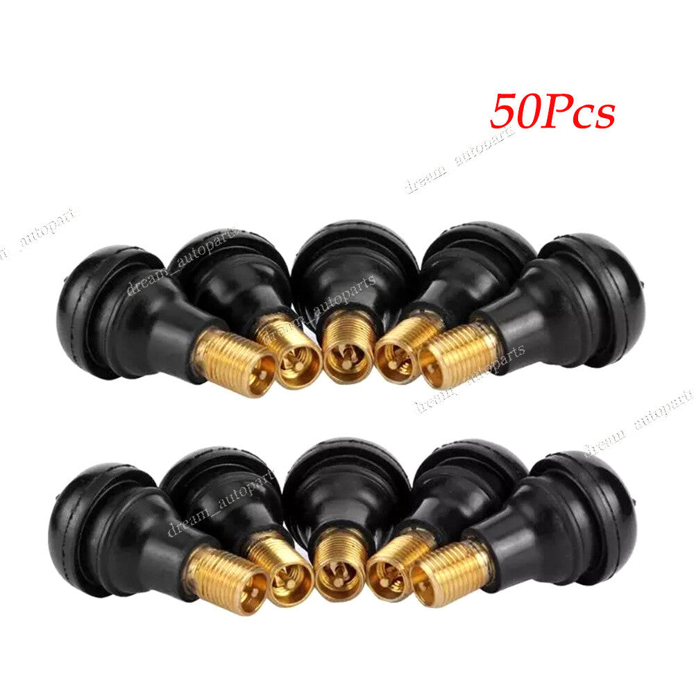 Qty50 Rubber Short Snap-In Tire Wheel Valve Stems For Lawn Mower Garden Tractor Q