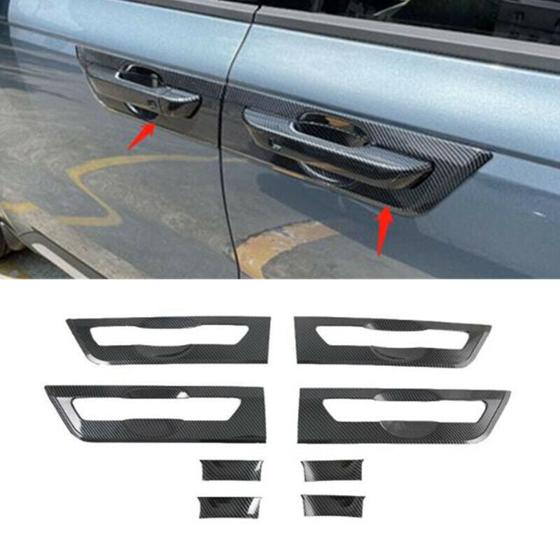 Carbon fiber 8X exterior door handle cup trim for Kia Fiesta 2021 & 2022