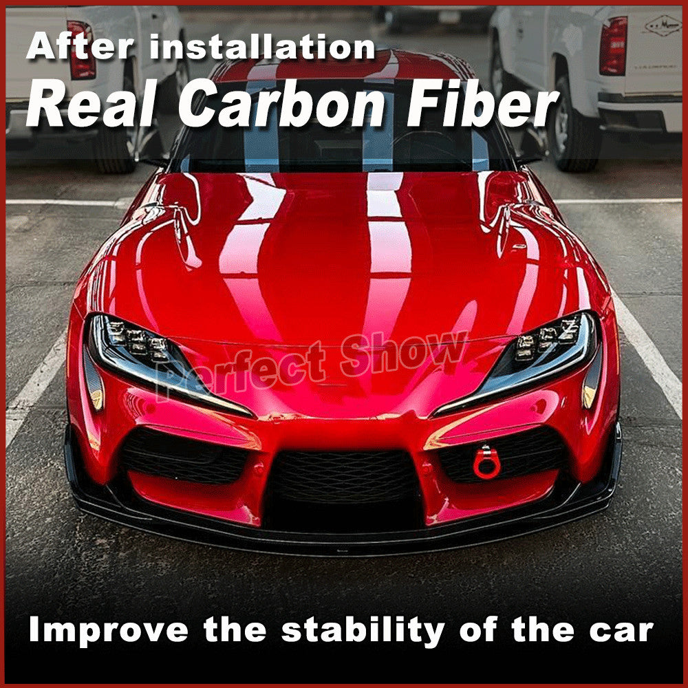 for Toyota Supra A90 GR REAL Carbon Front Bumper Lip Fins Splitter Chin 2019-22