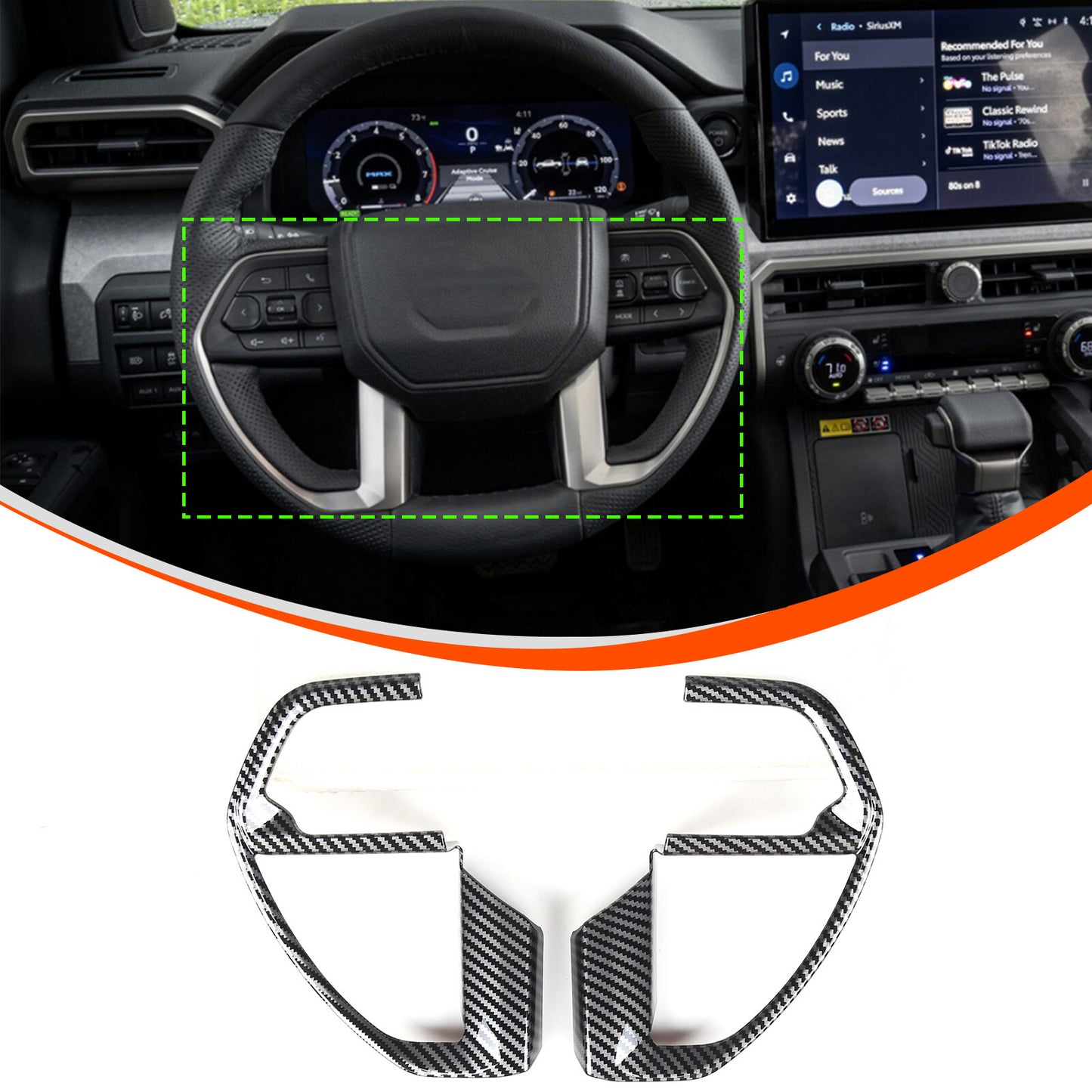 Carbon ABS steering wheel button cover interior trim for Tacoma 2024 (2 pieces) n