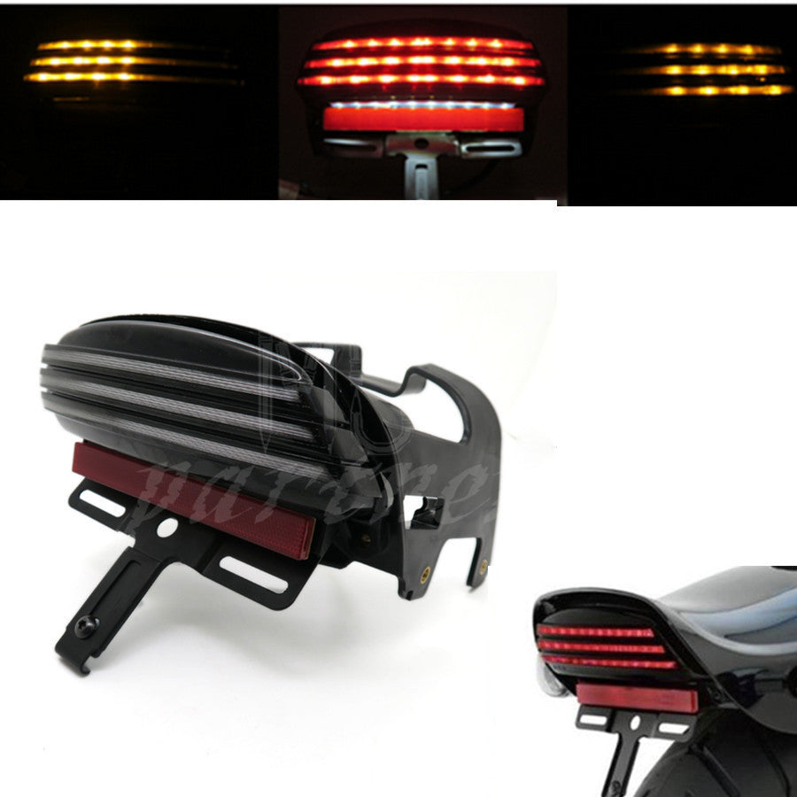 Tri-Bar LED Fender Tail Turn Signal Light License Plate Bracket For Dyna Fat Bob Q