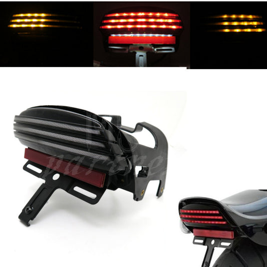 Tri-Bar LED Fender Tail Turn Signal Light License Plate Bracket For Dyna Fat Bob Q