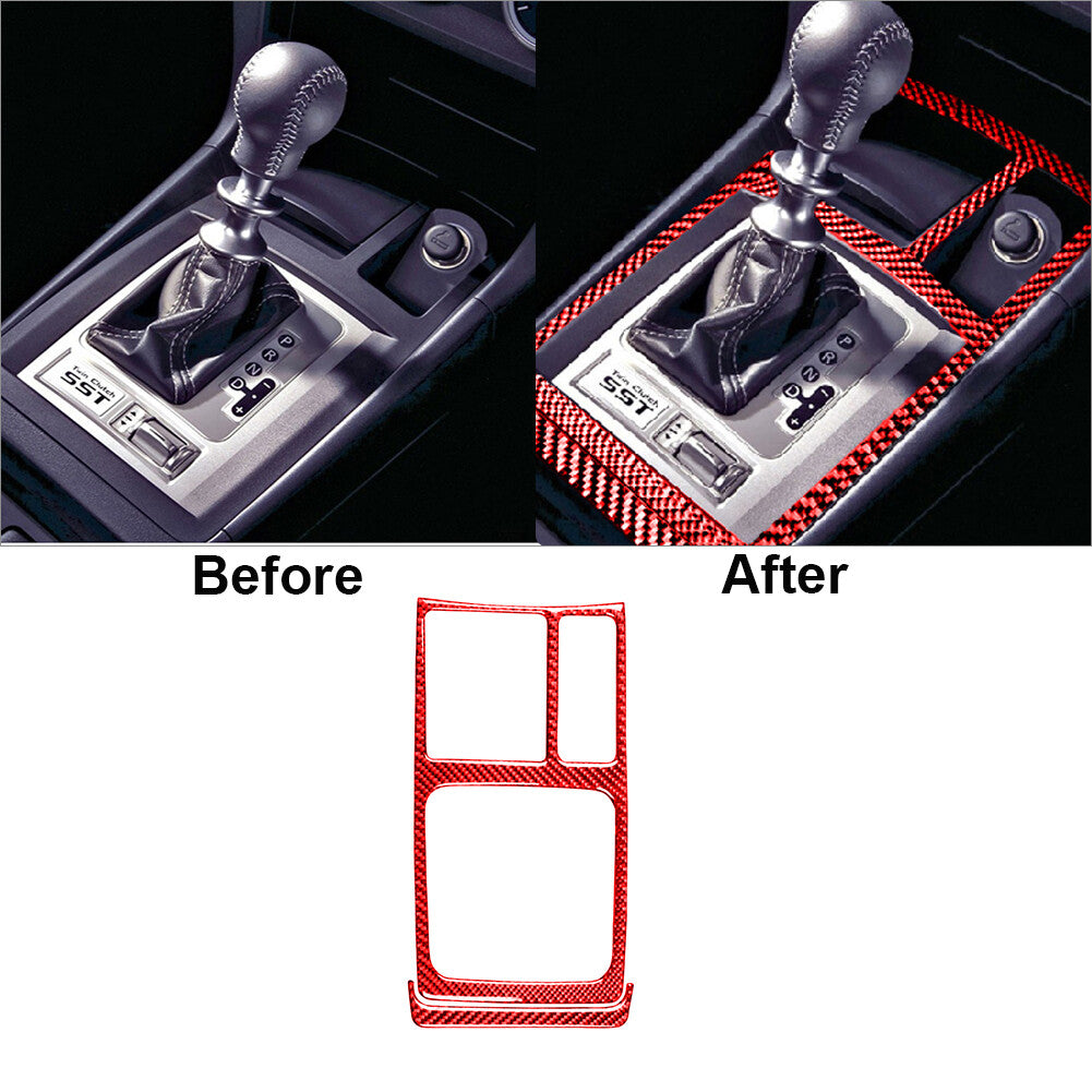 Red carbon fiber gear shift panel cover suitable for Mitsubishi Lancer 2008 - 2015