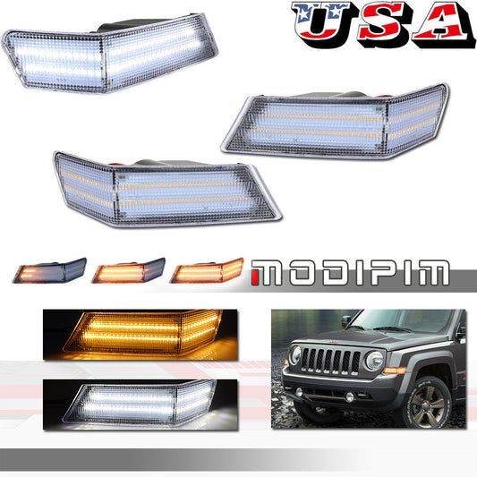 Pack Clear Left and Right Corner Lights DRL Turn Signals for for Jeep Patriot 2007-2017- v