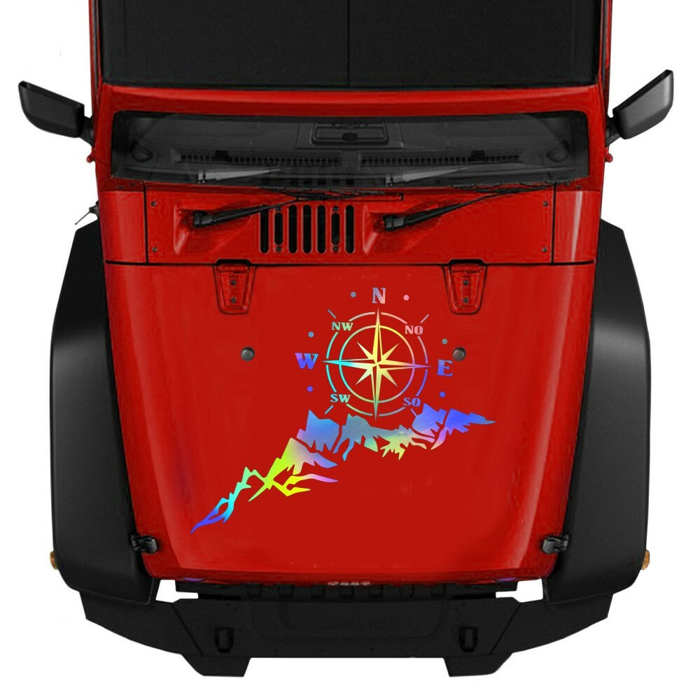 Compass Mountain Range Sticker Decal Vinyl Graphic Camper Car Hood Decoration