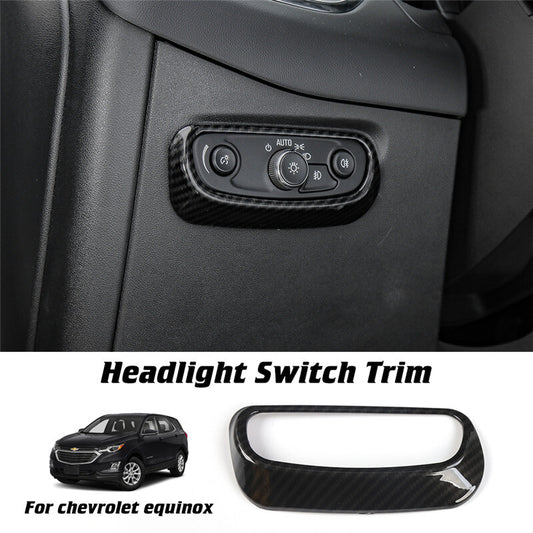 Carbon Fiber Headlight Button Switch Cover Trim for Chevrolet Equinox 2017-2021