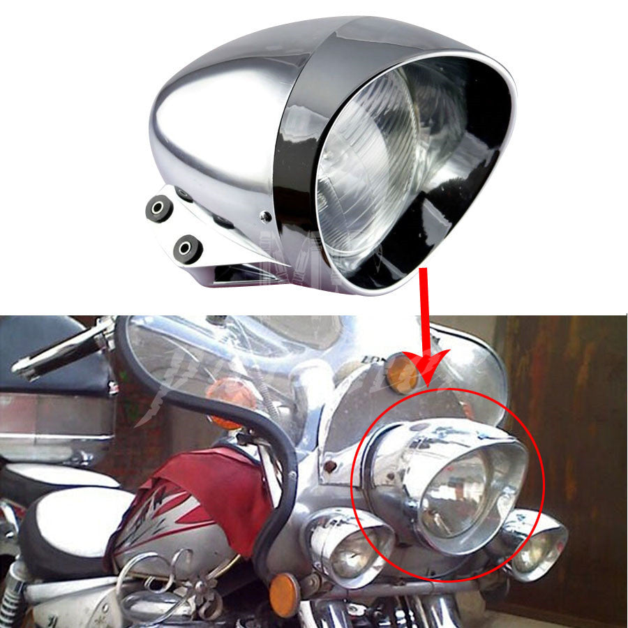Motorcycle Chrome Front Bullet Headlight for Harley Cruise for Honda Steed Shadow Q