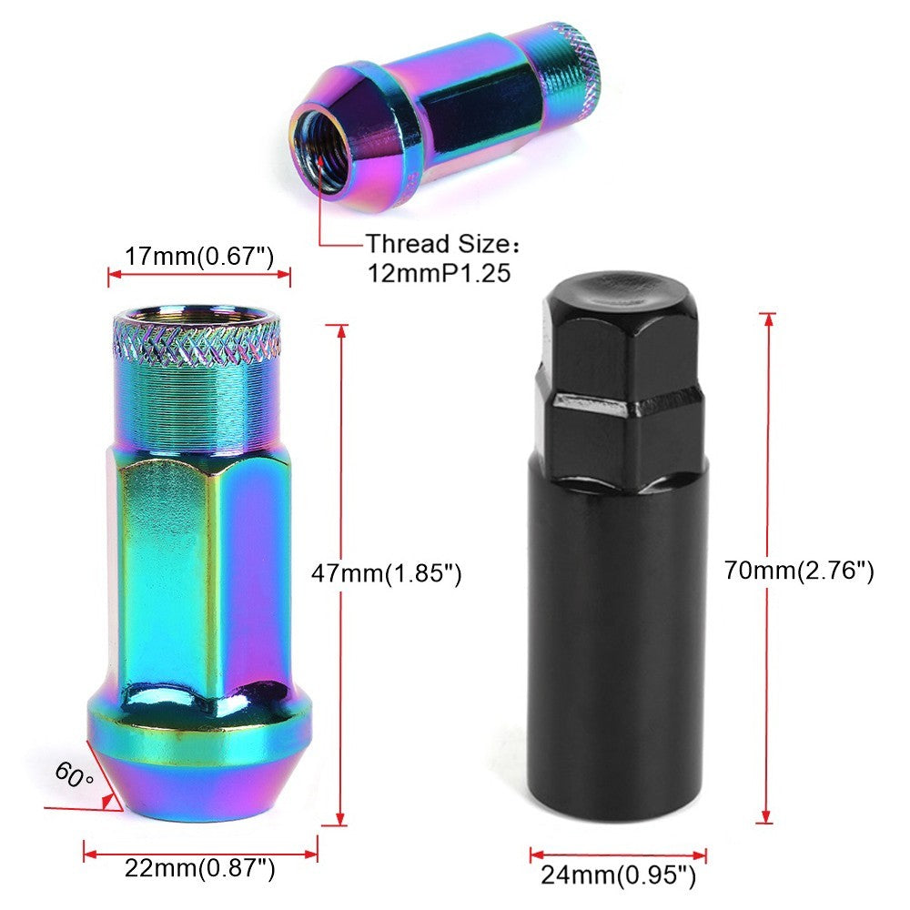 20PCS Forged Steel Racing Wheel Lug Nuts 47mm Open End M12 x 1.5mm M12 x 1.25mm Q