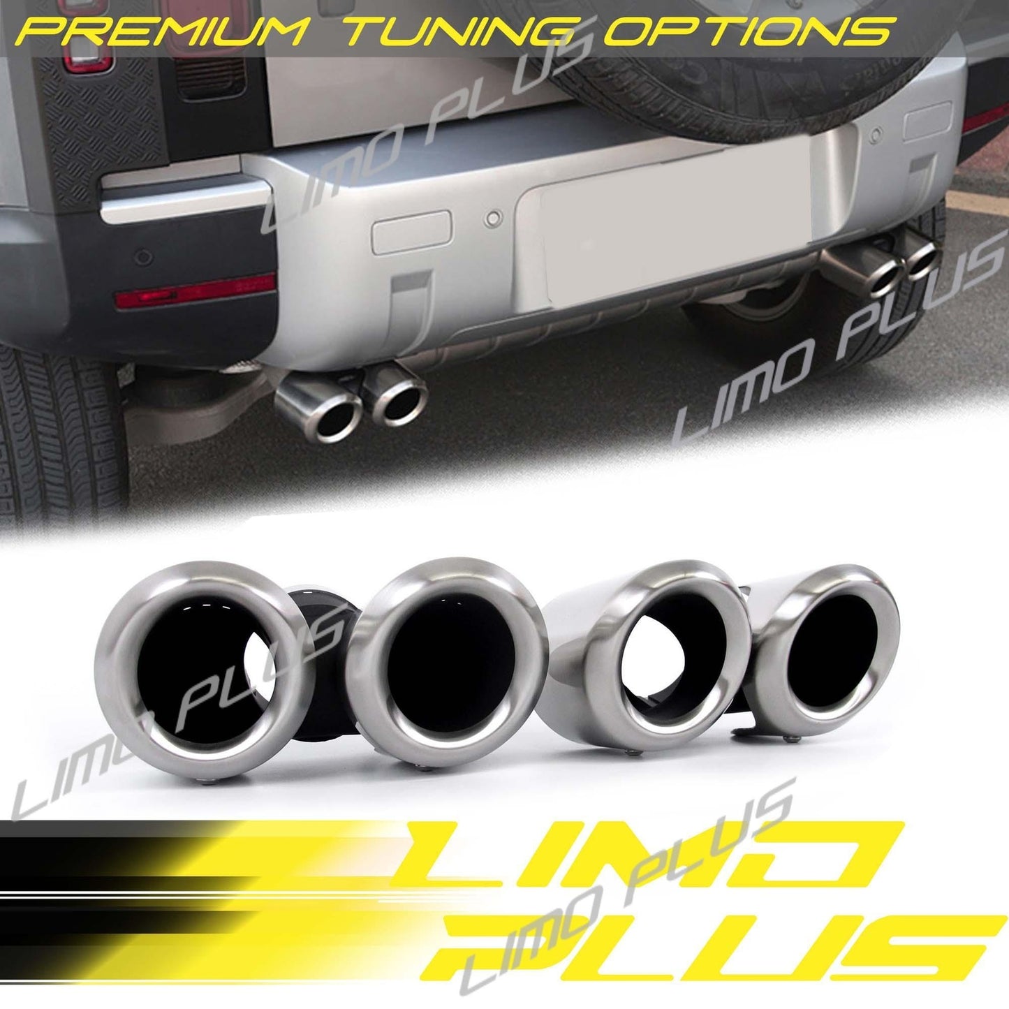 Brushed Chrome Tailpipe Exhaust Tips for Land Rover for Defender 90 110 3.0L 2020+ Q