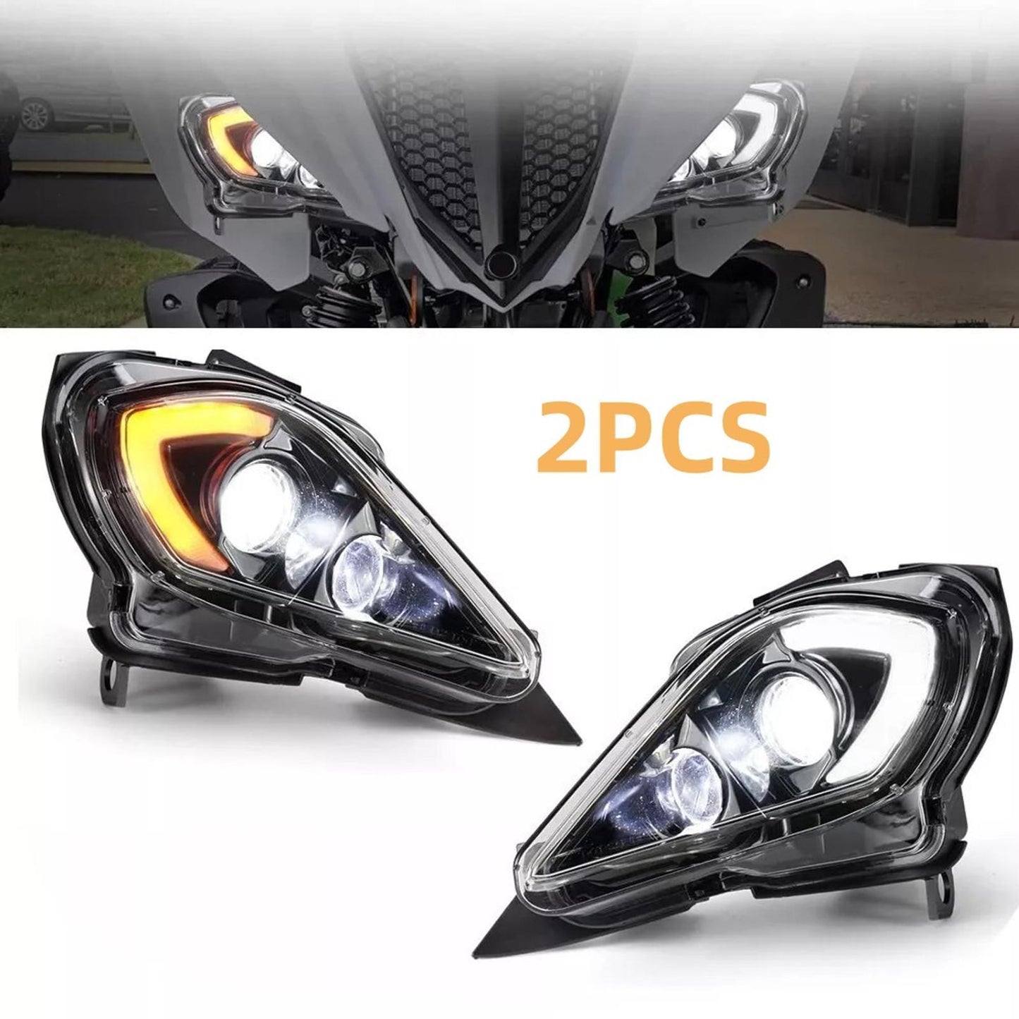 1Pair LED Headlights Replacement for YAMAHA 700 YFZ Wolverine 2006-2024