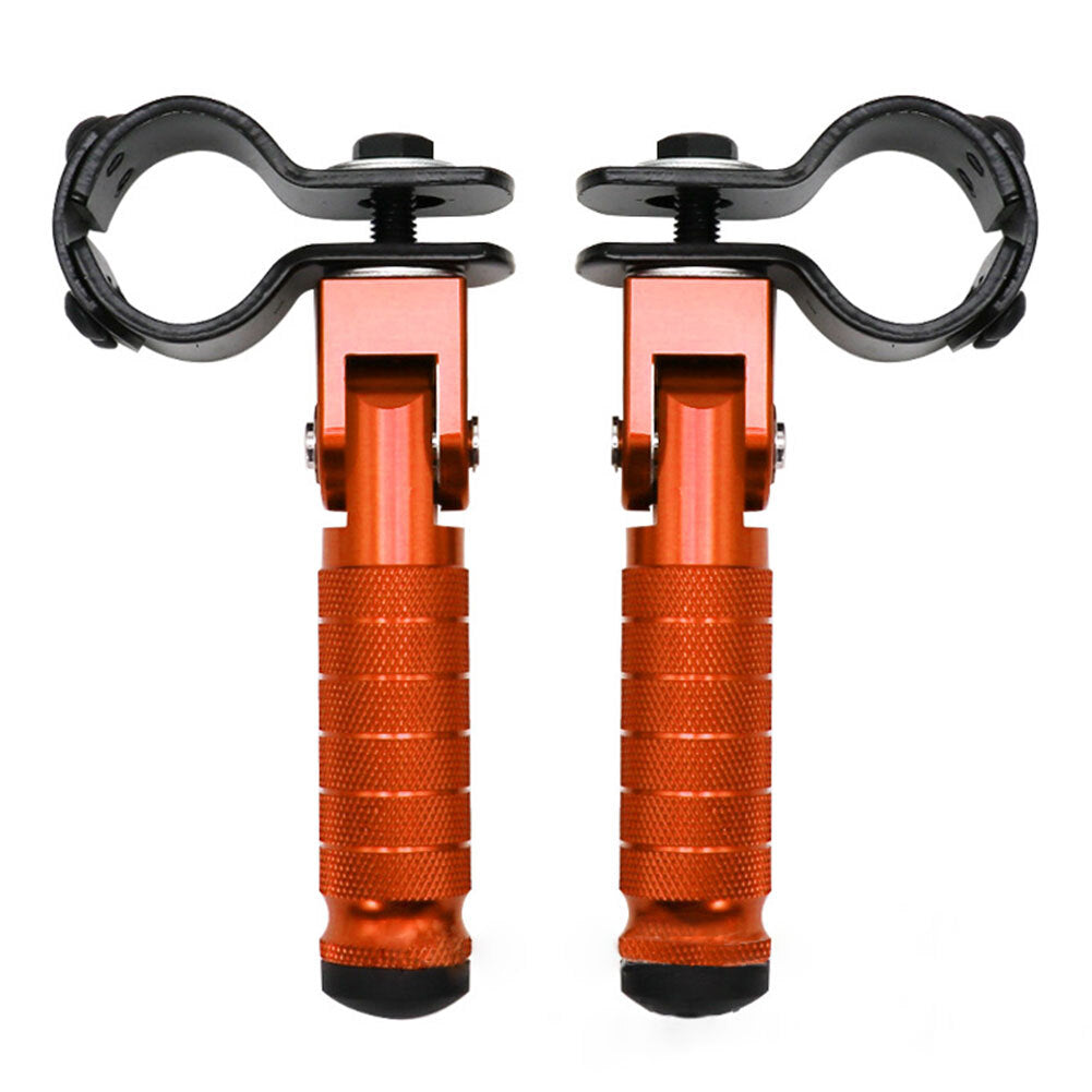 Motorcycle Folding Rearsets Folded Footrest Foot Pegs Pedal Orange Universal 2X