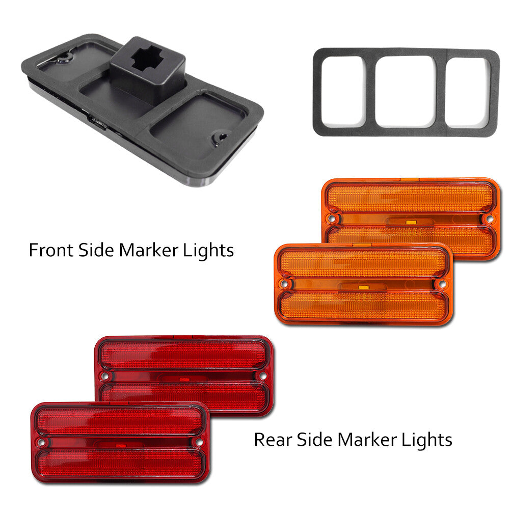 for / for GMC Pickup Truck Front and Rear Side Badge Kit Red/Amber OE Style 68-72- v