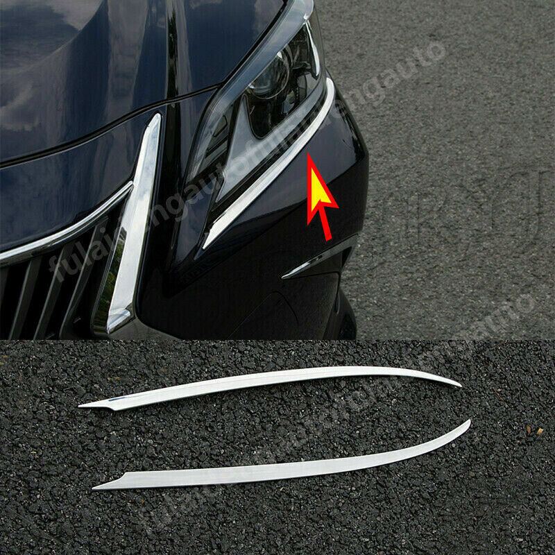for Lexus ES350/300h 2019-2021 Chrome Front Headlight Eyebrow Eyelids Cover Trim
