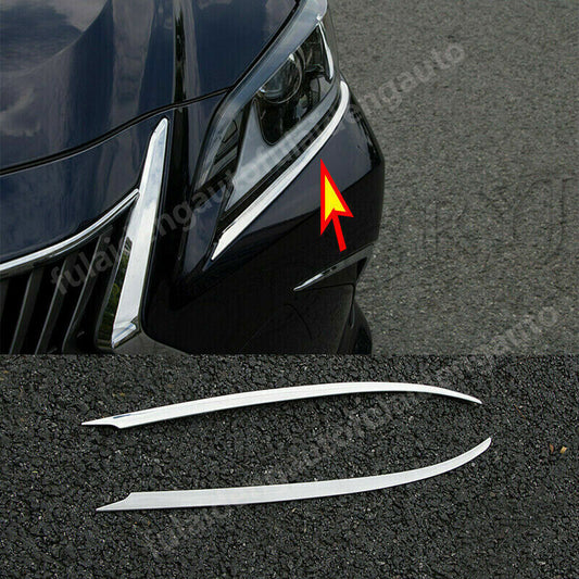 for Lexus ES350/300h 2019-2021 Chrome Front Headlight Eyebrow Eyelids Cover Trim