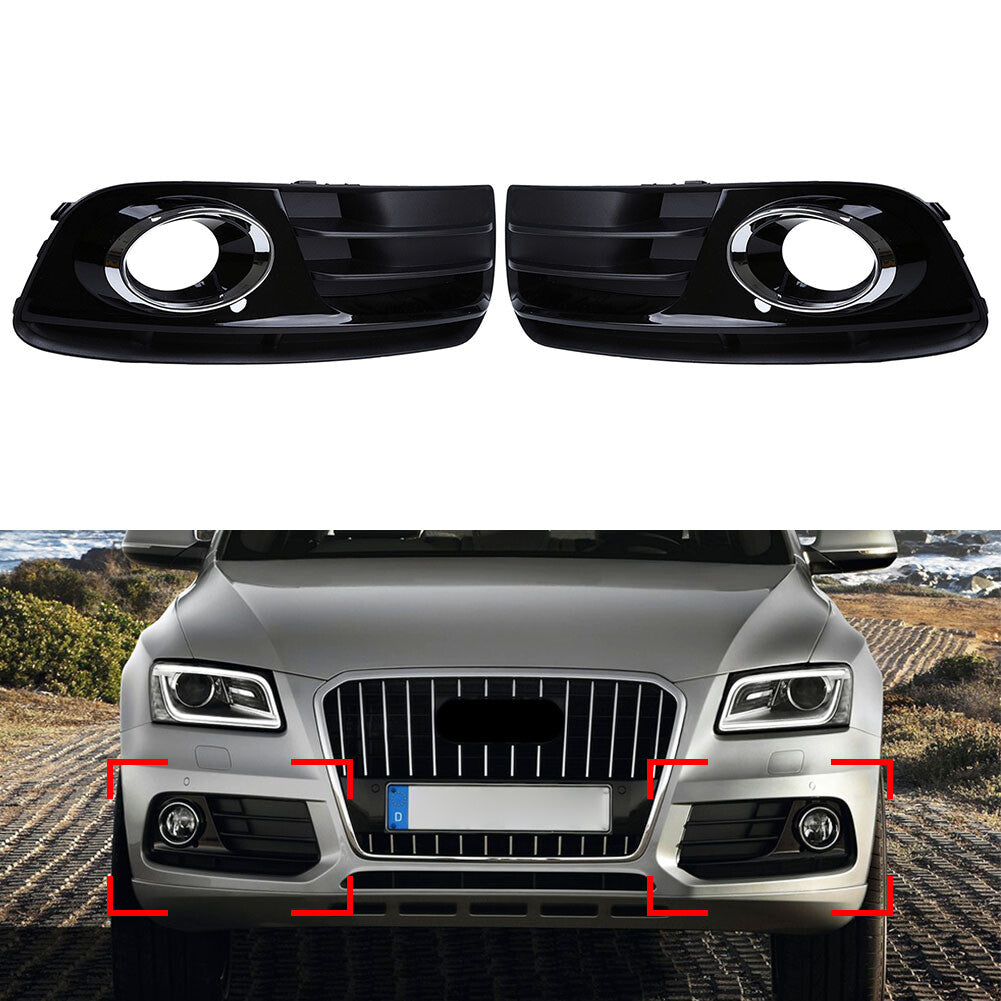 for Audi Q5 2013-2017 Front Bumper Fog Light Grill Grille Cover Trim