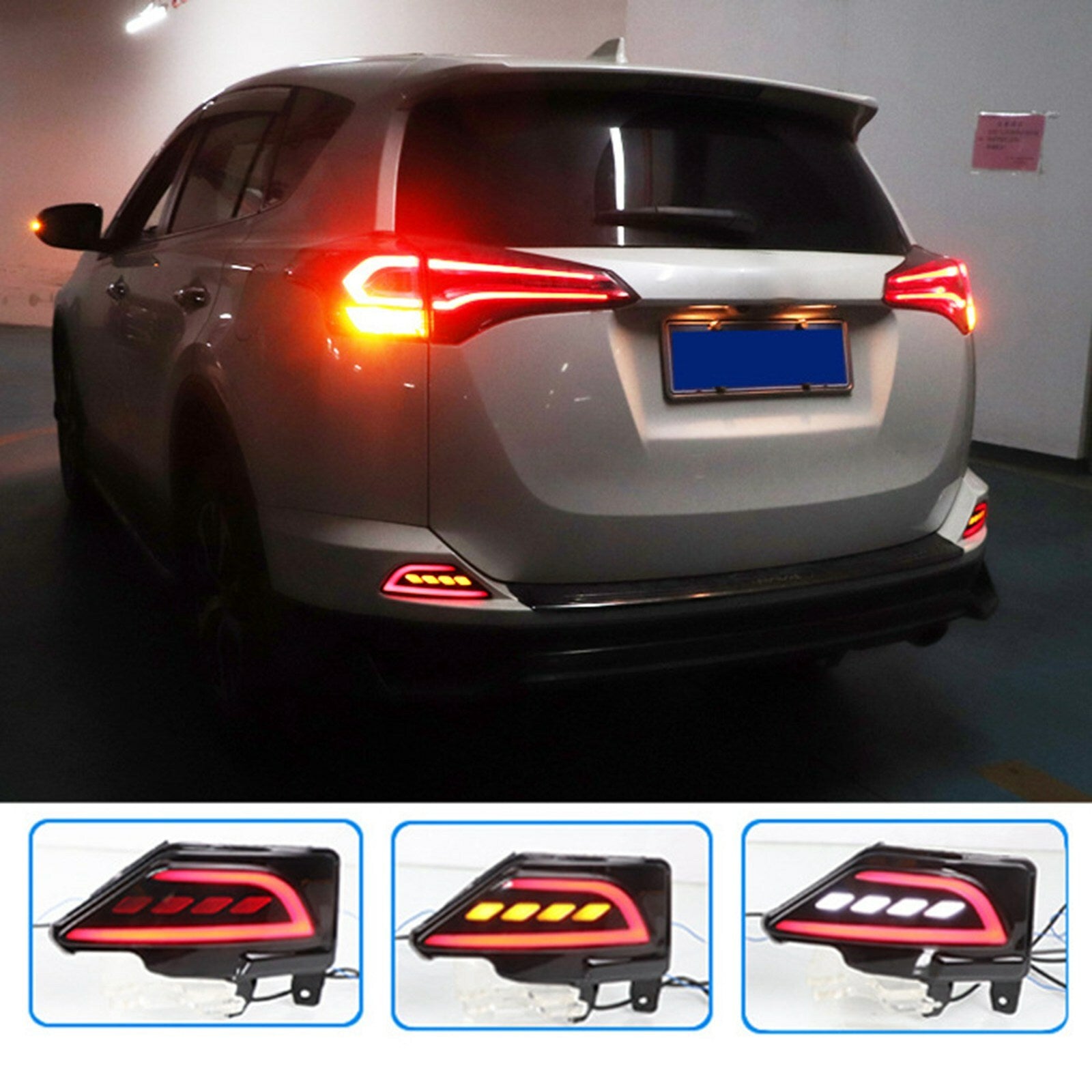 2X Rear LED Bumper Reflector Light Lamp Brake DRL for Toyota RAV4 2016-2018 AT