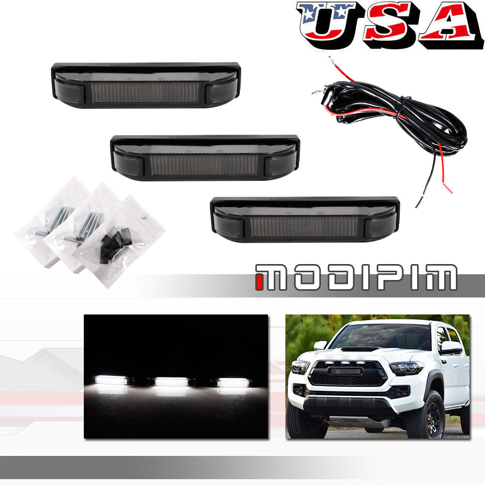 Smoked White Front DRL Grill Light Kit for 2014 - 2021 Tundra with TRD Pro Grill - v