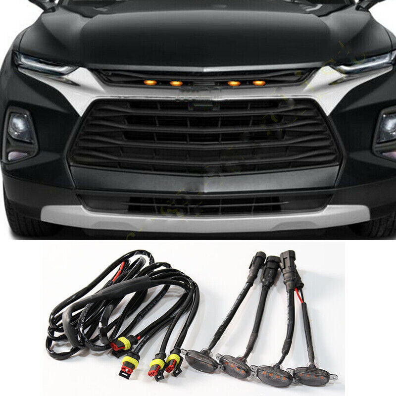 for Chevy Blazer 2019-2024 Smoke Style Front Grill LED Marker Light Kit