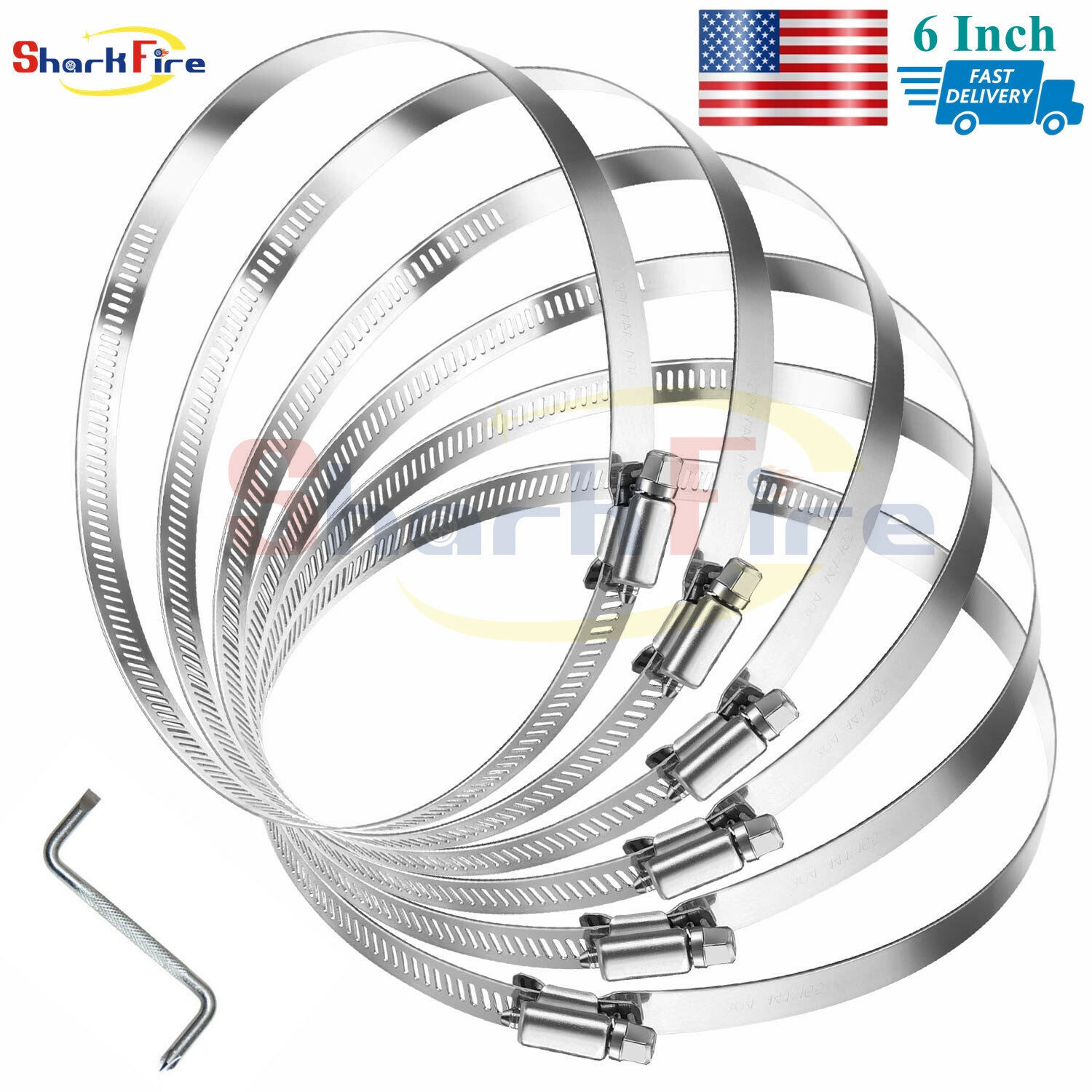 6-inch heavy-duty stainless steel hose clamp for automotive fuel hoses - Worm Drive
