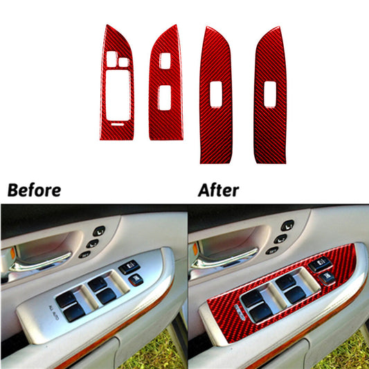 Red Carbon Fiber Rear Window Lift Control Cover Trim for Lincoln for Navigator 07-14 v