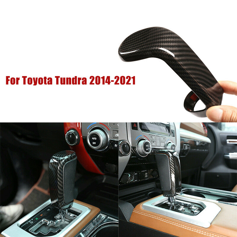 Carbon fiber Gear knob head decoration Trim ABS for Toyota Tundra 2014-2021