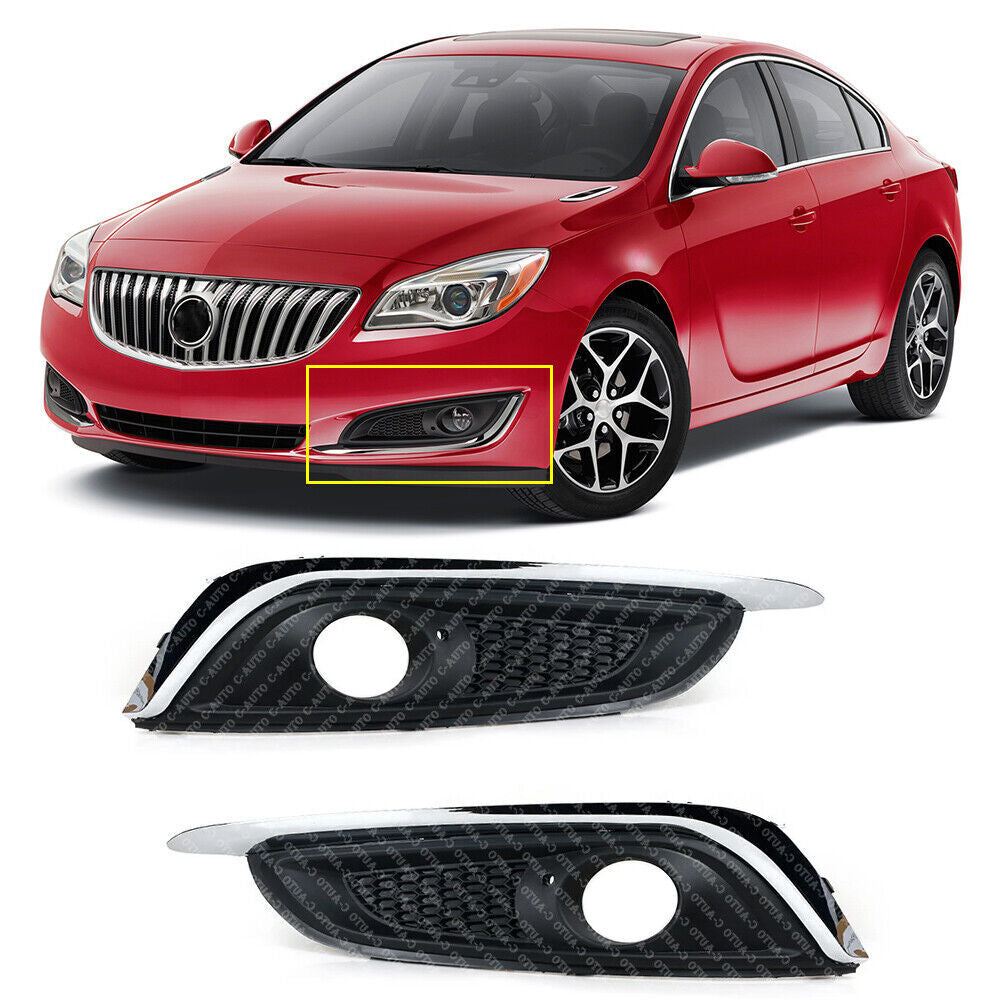 Pair for Buick Regal 2014 2015 2016 2017 Front Bumper Bezels Fog Light Covers