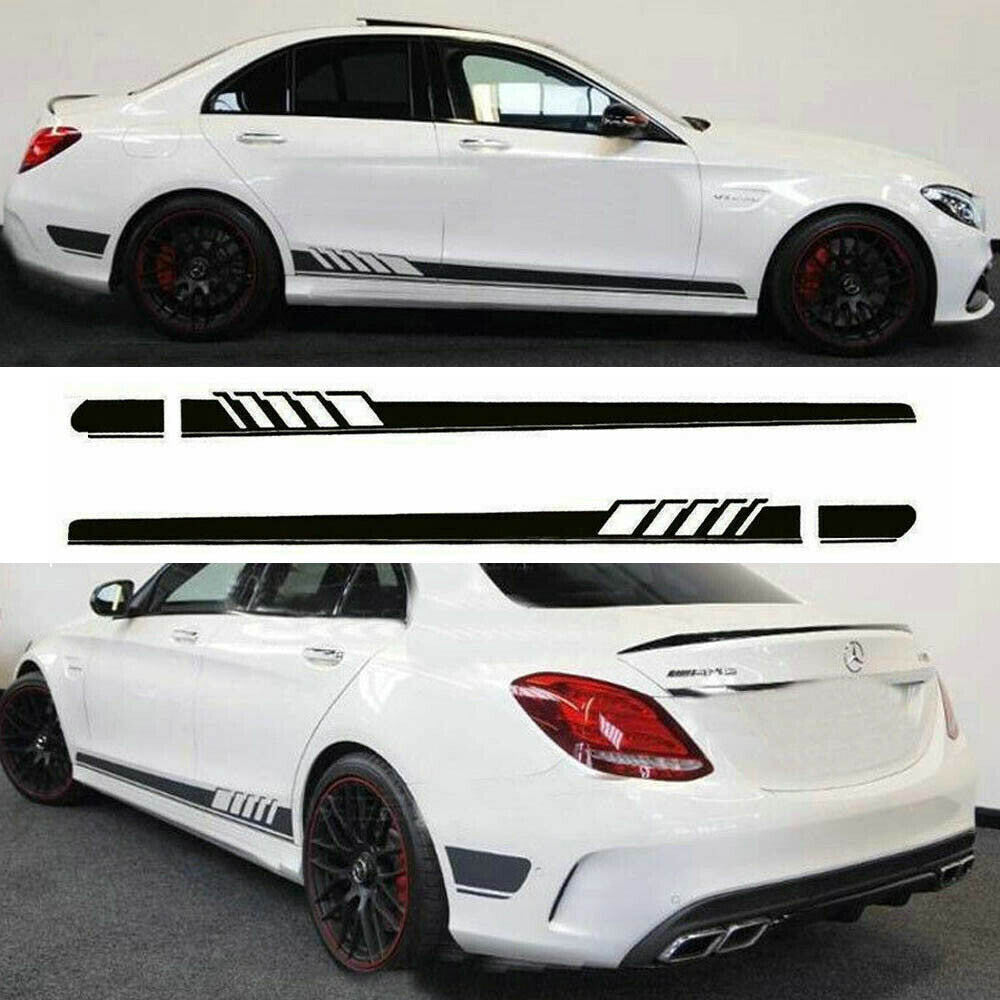 Black side sill racing vinyl sticker for Mercedes A C CLA E S CLS