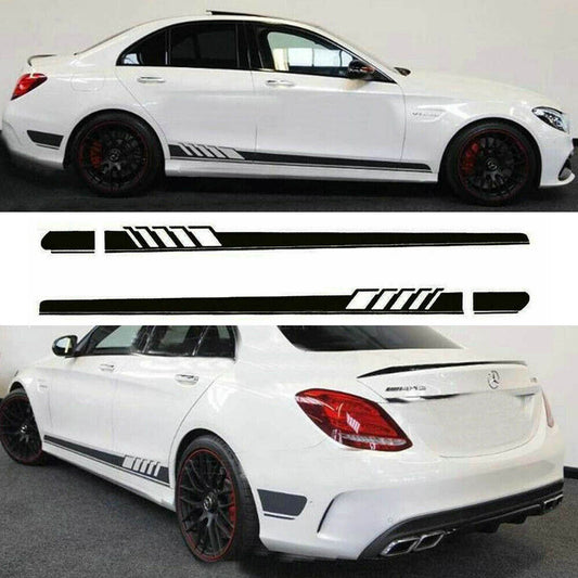 Black side sill racing vinyl sticker for Mercedes A C CLA E S CLS