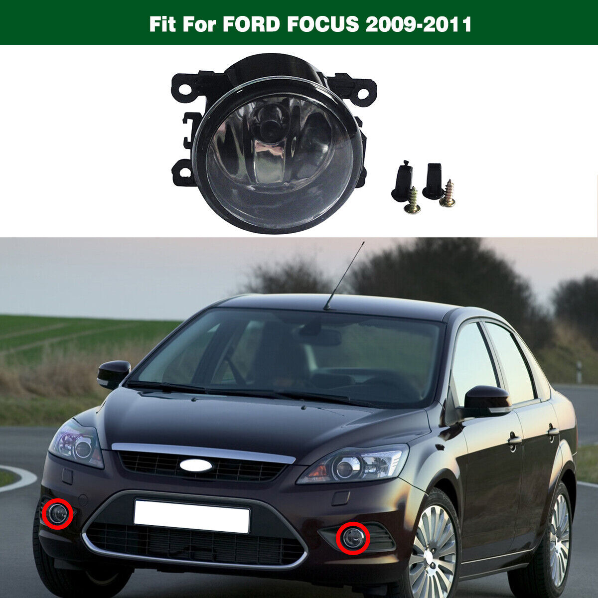 1Pcs Clear Lens Front Bumper Driving Lamp Fog Light Fit for Ford Focus 2009-2014