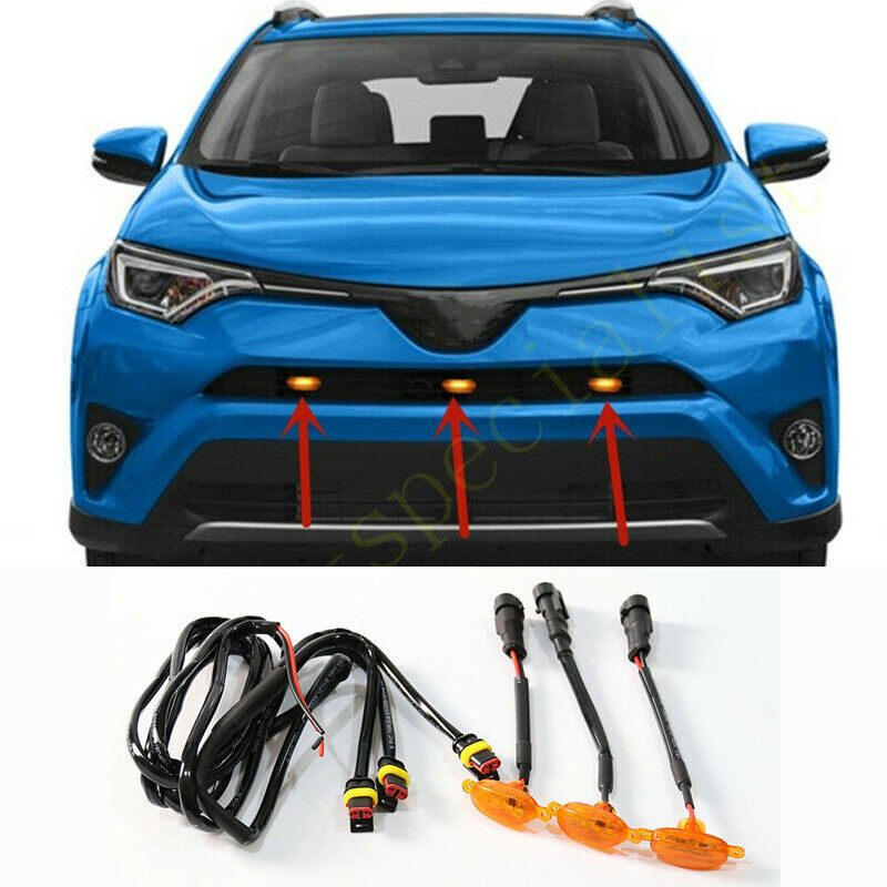 for Toyota RAV4 2016-2018 Front Grille LED Light Style Grill Cover 3Pcs Q