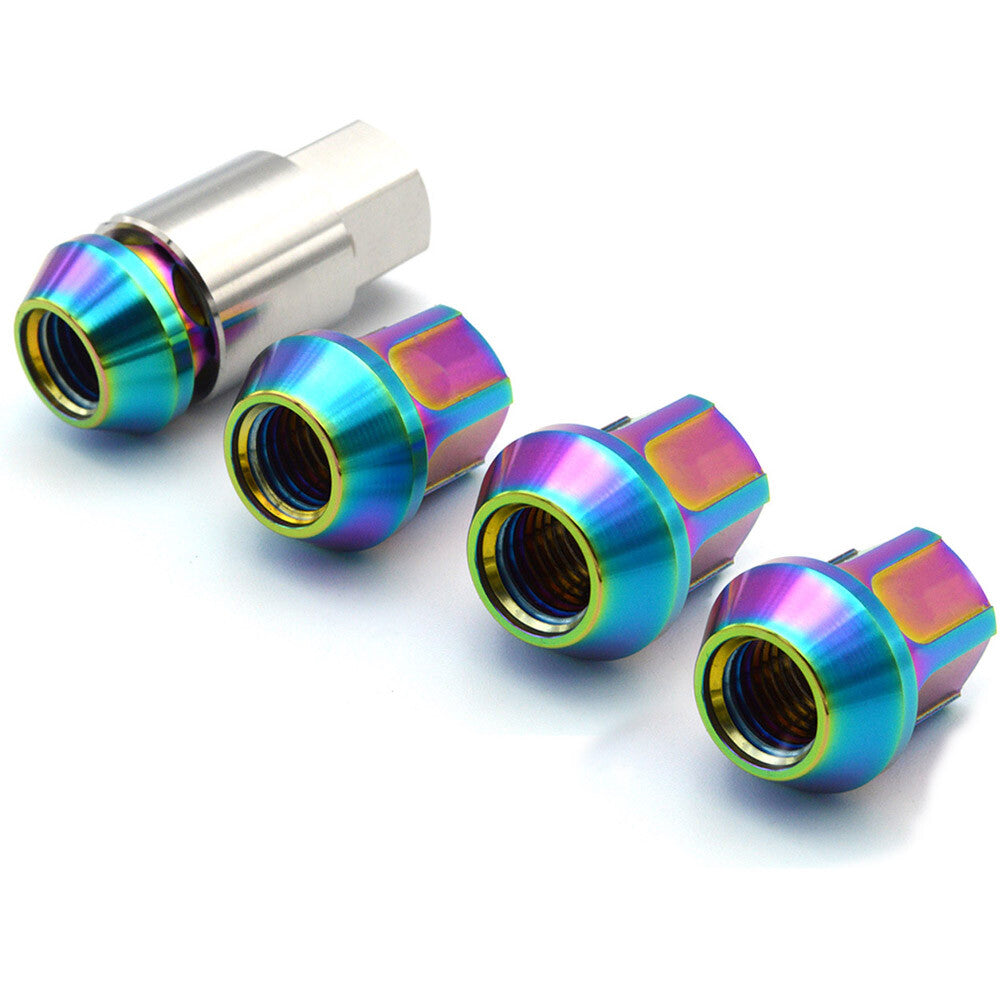 Open Ended Wheel Locking Anti Theft Bolt M12 Titanium Alloy Set (4 Bolts+1 Key) Q