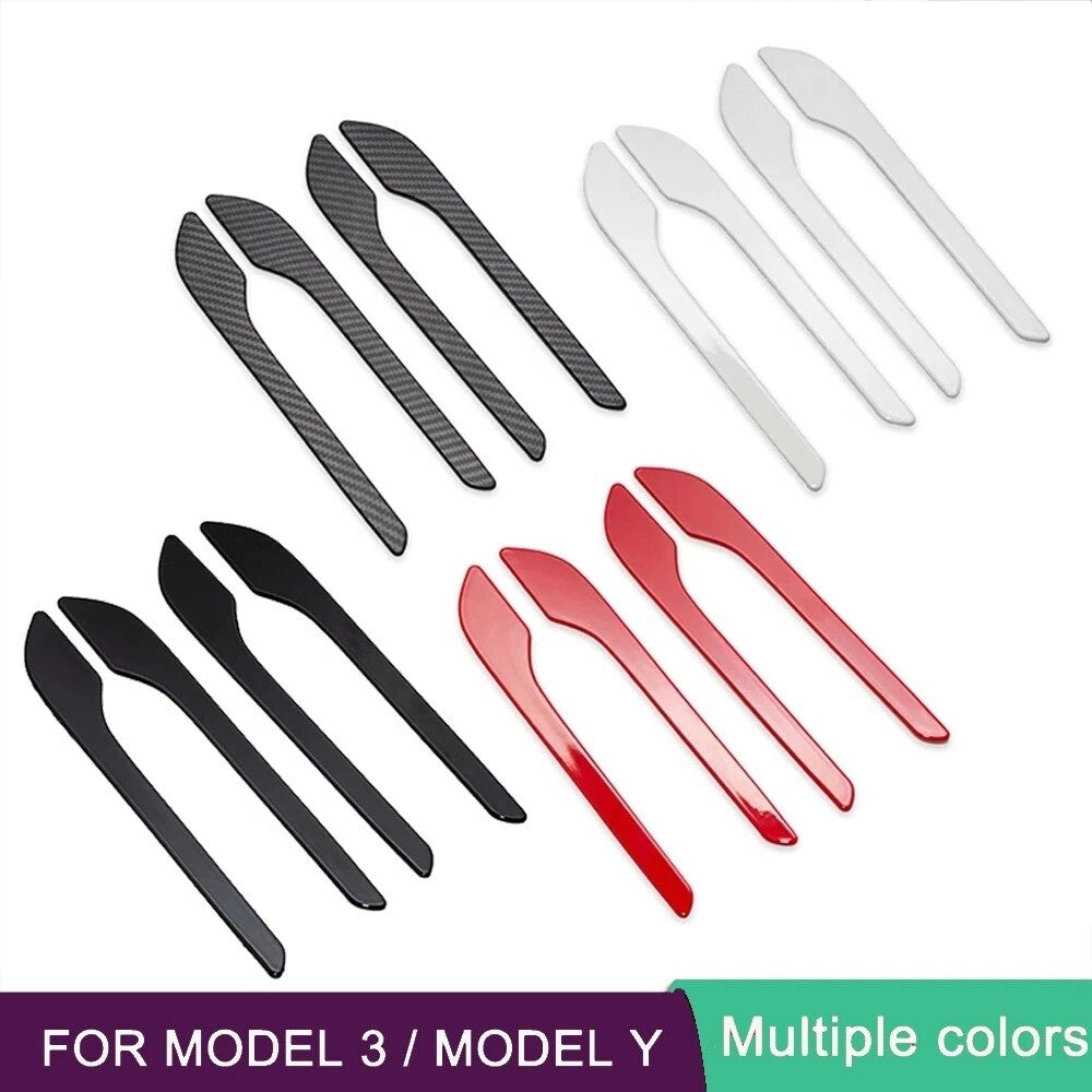 4-piece carbon fiber side door handle trim cover for Model 3/Y n