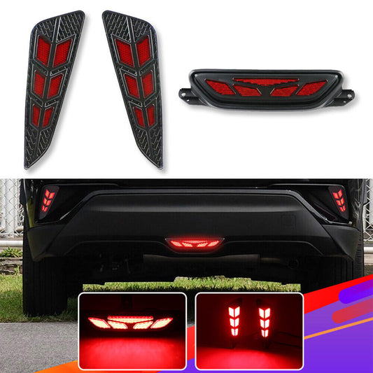 3Pcs/Set Car Rear Fog Lamps Tail Bumper LED Lights for Toyota CHR C-HR 2016-2018 Q
