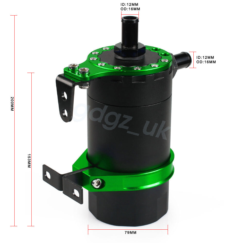 Green Universal Car Round Oil Tank Baffled Aluminum Oil Catch Can Resevoir Tank