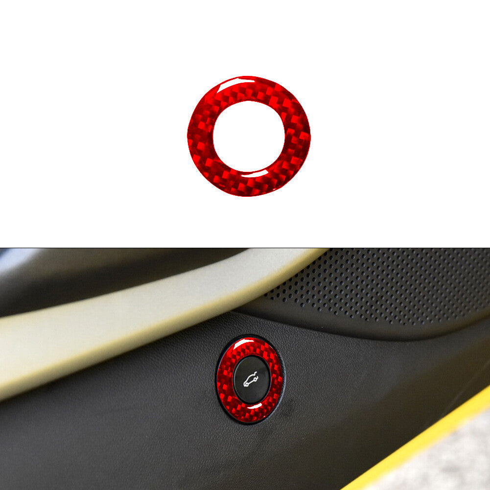 Carbon Fiber Rear Trunk Switch Button Trim Ring for Chevrolet Camaro 2016-18 Red
