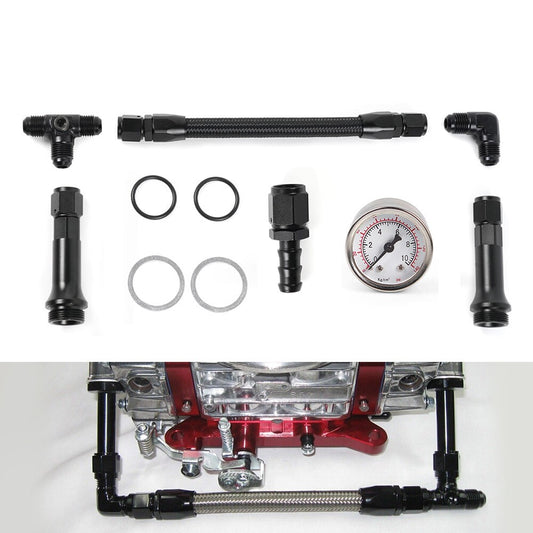 6AN Braided Dual Feed Carb Fuel Line Double Pump for 4150 Holley Carburetor Q