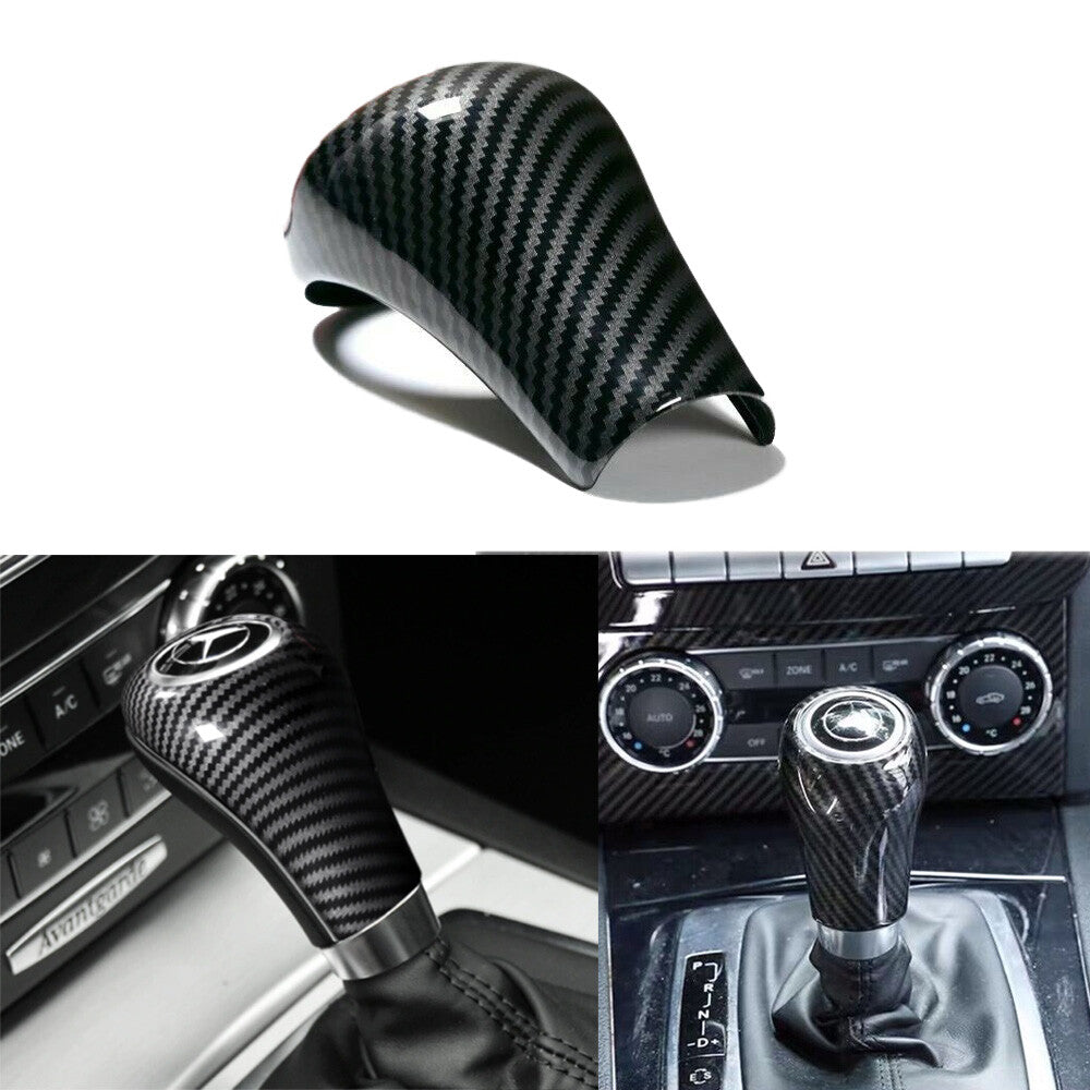 for Mercedes-Benz W212 204 Gear Shift Lever Knob Cover Carbon Fiber Texture Trim