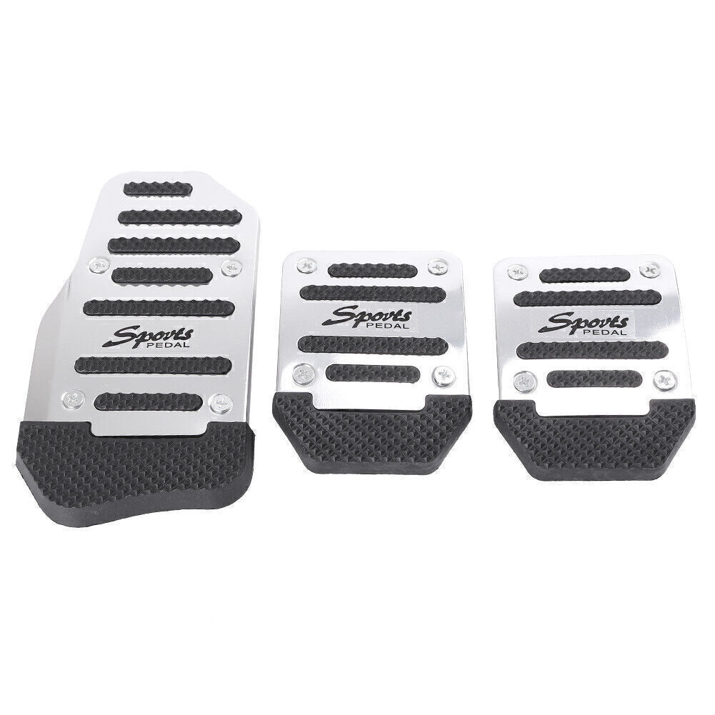 For Manual Car Sport Pedal Silver Universal Car Brake Clutch Throttle Foot Pedal Q