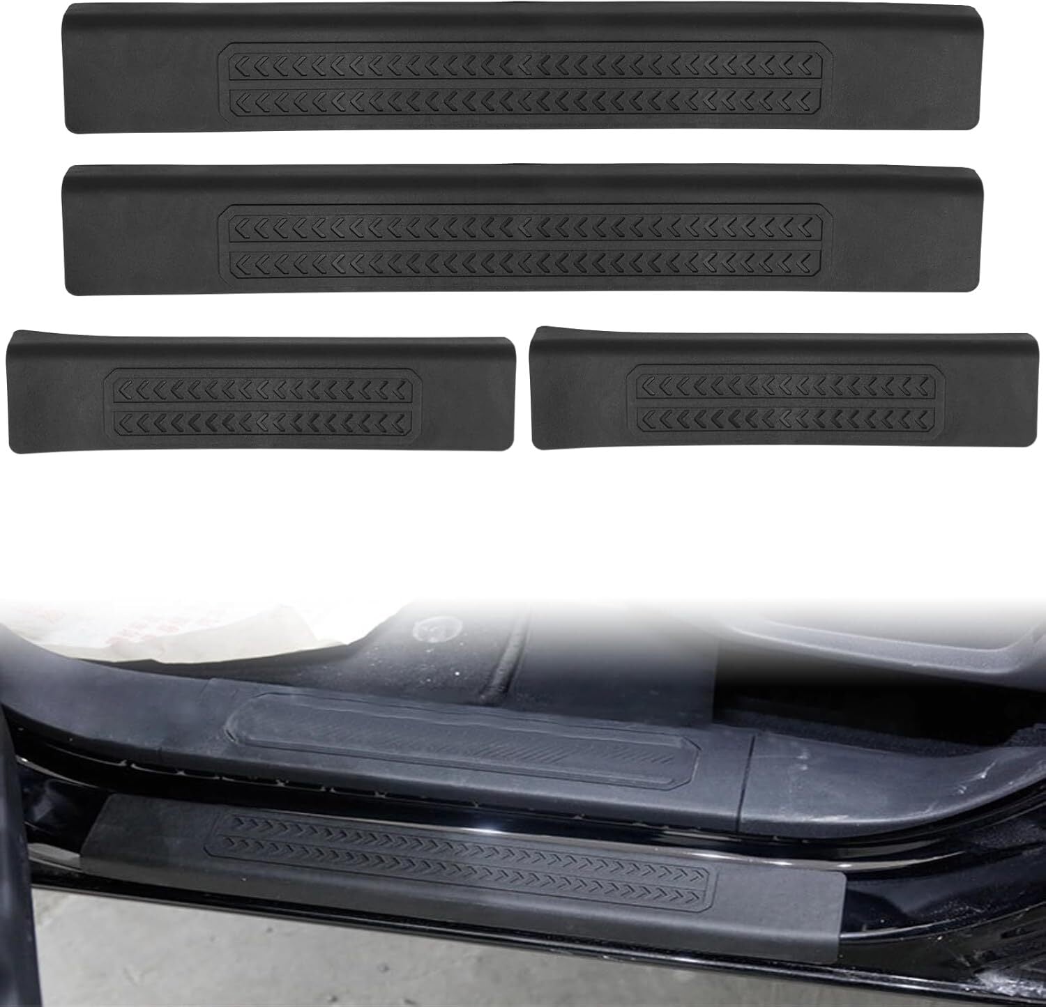 4-Piece Door and Window Entrance Panel Trim Wear Protection Plate for Ford for Mustang 4DR 2021-24