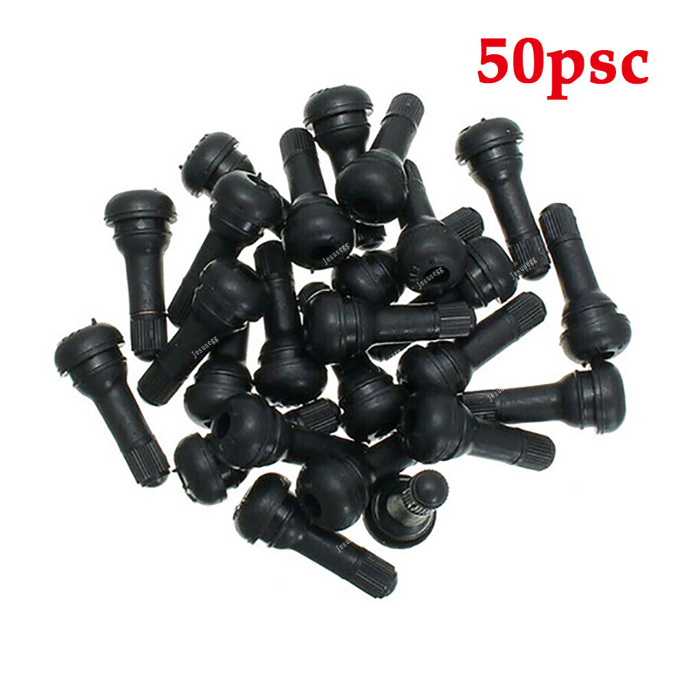 50 Pack Black Rubber Snap-In Tire Valve Stems 1-1/4 Replacement TR413 Q