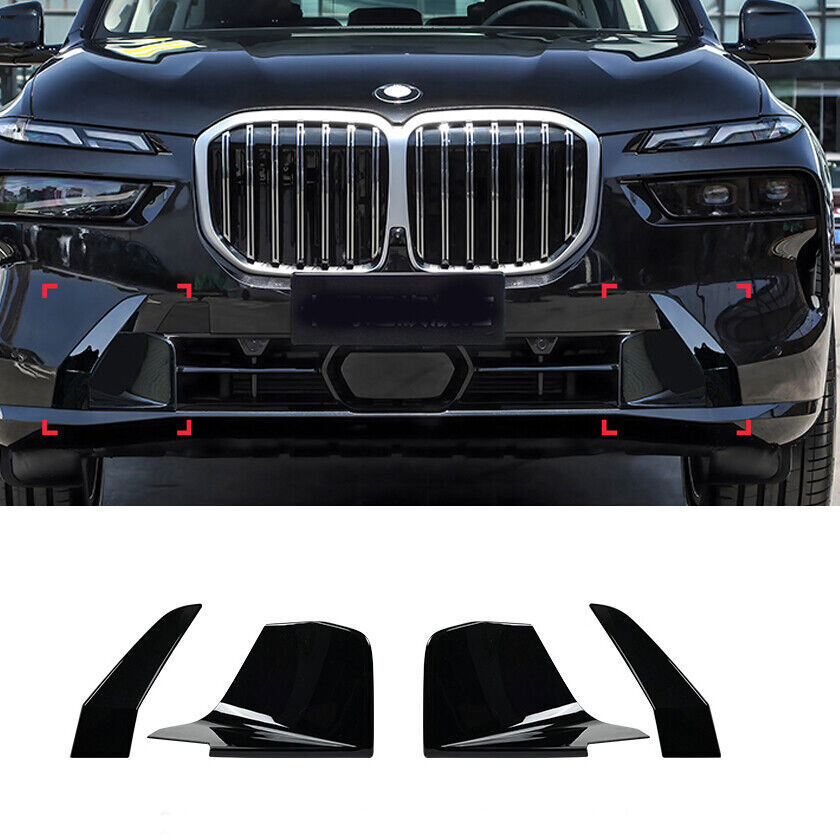 4Gloss Black Front Bumper Nostril Guard Molding Cover Trim for BMW X7 2023-2024