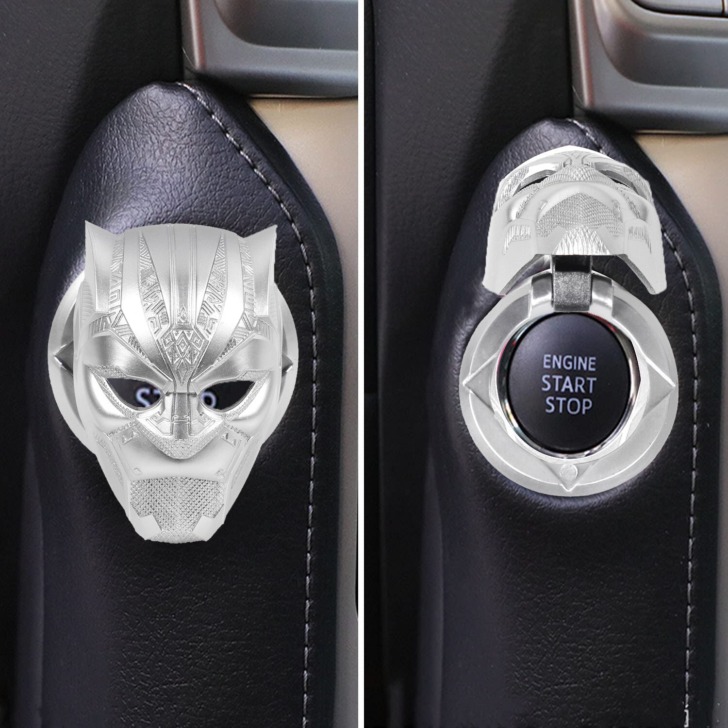 Silver Car Start Stop Push Button Cover 3D Car Interior Accessories Panther