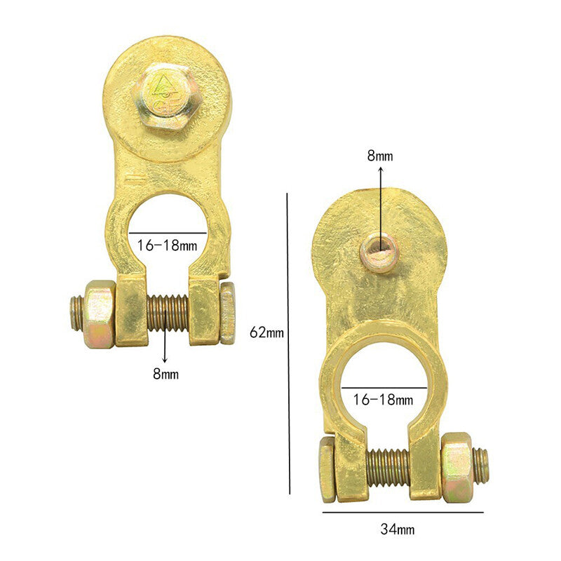 1Pair Heavy Duty Truck Battery Top Post Cable Terminal Cable Head Pure Brass v